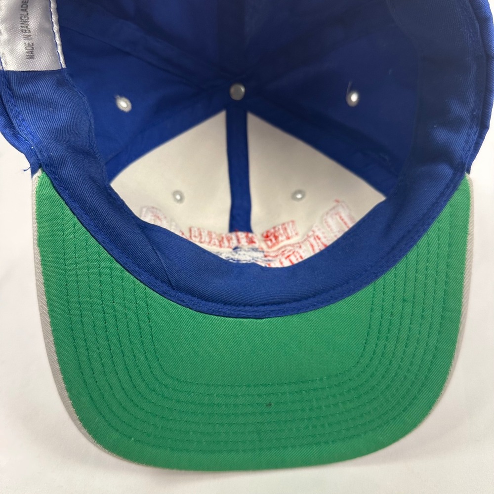Vintage 90's New England Patriots Hat Blue Grey Snapback NFL Cap Green Underbrim - Picture 8 of 10